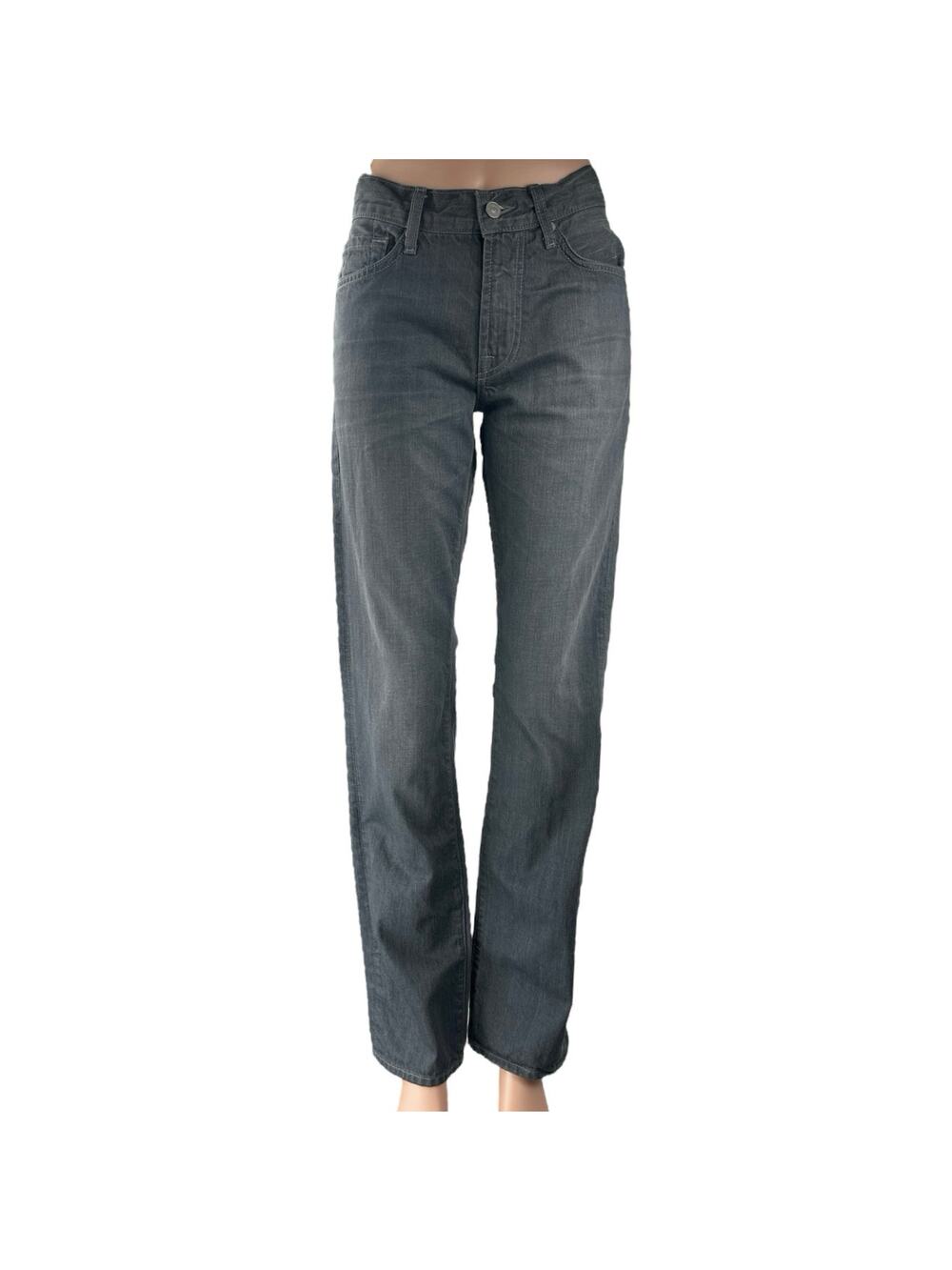 7 For All Mankind Slimmy Women's Black Mid Rise Straight Denim Jeans Pants Sz 30